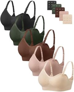 Angelhood Nursing Bra 5 Pack Womens Maternity Breastfeeding Seamless Wireless Sleep Bra with Extenders