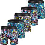 CONKEND Mens Underwear Cotton Boxer Briefs Comfy Breathable 6" Underwear Tagless Wide Waistband Boxer Briefs Multipack, D:cotton-with Fly-5 Pack, M