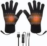 USB Heated Gloves for Men Women, Washable Double-sided Heating Soft Thermal Gloves, Anti Slip Touch Screen Warmer Knitted Heated Gloves, Adjustable Temperature Electric Heated Gloves Winter Gift