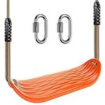 Besthouse Heavy Duty Swing Seat with Carabiners, Playground Swing Set Accessories Replacement, Adjustable Rope, Longest 247 cm, Shortest 169 cm, Seat Width 44.45 cm, 100 kg Capacity, Ripple Orange