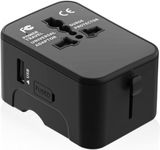 YUESEC Travel Adapter, 2 Port USB & 1 Type-C All in One European, UK, USA to AUS World Travel Power Plug, 5A Smart Power and 3.0A USB-C Universal International Adapter Charger-Black