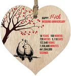 14th Wedding Anniversary Wooden Heart Plaque, Light Wood Sign Keepsake, Celebrate Ivory Anniversary Wife Husband Boyfriend Girlfriend, Plaque with Quotes Gifts from the Kids