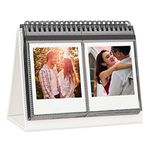 64 Pockets Desk Calendar Album for Fujifilm Instax Wide 300, Polaroid 600 i-Type 3.5x4.5 Inch Film Album, Compatible with Polaroid Now OneStep2 OneStep+ Instant Camera, POP Lab Print Camera (White)