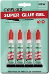 CYAFIXED Super Glue Gel, All-Purpose Superglue, Cyanoacrylate Instant Adhesive for Plastic, Wood, Metal, Repair - Four 3 Gram Tubes, Clear