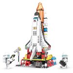 RVM Toys Space Shuttle Rocket Launch Building Blocks Set 404 Pcs Educational Construction Learning Brick Toy for Kids Multicolor