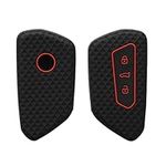 kwmobile Key Cover Compatible with VW Golf 8 3 Button Car Key - Soft Silicone Car Key Fob Holder Protector Case - Black/Red