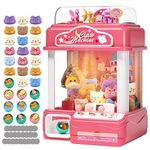 AIQI Kids Claw Machine, Large Candy Vending Grabber, Prize Dispenser Toys for Girls and Boys, Electronic Claw Game Machine for Party Birthdays with Lights Sound, Includes 30 Toys and 25 Game Coins