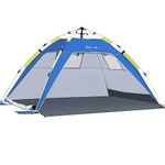 Glymnis Pop Up Beach Tent Sun Shade Shelter for 4 Person with UPF 50+ Easy Setup, 3 Ventilation Windows, Extended Floor Family Instant Beach Tent