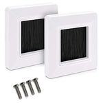 kwmobile Flush Brush Wall Plate - 2X Single Gang Flush Wall Mounted Brush Faceplate to Cover Outlets, Sockets and Tidy Up Wires and Cables - Black