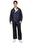 Shasmi Blue Rain Coat for Men Waterproof Raincoat with Pants Polyester Double Layer Rain Coat For Men Bike Rain Suit Rain Jacket Suit Inner Mobile Pocket with Storage Bag (Rainy 174 Blue-2XL)