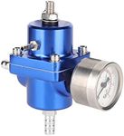 For Fuel Pressure Regulator - Adjustable Fuel Pressure Regulator, Aluminum Alloy Universal Fpr Fuel Pressure Regulator Valve With Gauge Hose Kit 0-140Psi (Blue)