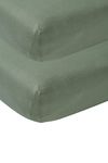 Meyco Baby Fitted Sheet Extra Bed Plain Forest Green 50 x 90 cm Pack of 2