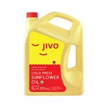 Jivo Cold Pressed Chemical-Free Sunflower Oil - 5 Litres | Pure & Natural Oil for Healthy Cooking | Ideal for Roasting, Frying, Baking, and All Types of Cuisines | Sunflower Oil (Pack of 1)