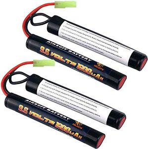 melasta 2 Pack 9.6V 1600mAh Butterfly Nunchuck NIMH Battery Pack Compatible with Mini Tamiya Airsoft Guns M4, G36, M110, SR25, M249, M240B, M14, RPK, PKM, L85, AUG, G3