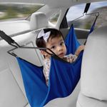 AllExtreme Car Cradle Hammock for 0 to 3 Year Baby Portable Travel Cloth Jhula with Adjustable Belt Hangers and Carry Bag (Blue)