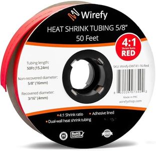 Wirefy 5/8" Heat Shrink Tubing - 4:1 Ratio - Adhesive Lined - Resistant Heat Shrink - 50 Feet Roll - Red