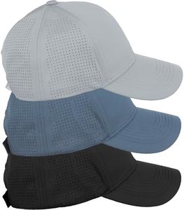 Daxton Air Cool Tech Hat Ventilated Micro Holes Structured High Profile Baseball Cap 3 Pack - Black,Dusty Blue,Light Grey