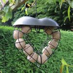 Garden Mile Heart Shaped Metal Hanging Fat Ball Bird Feeder with Hanging Hook Deluxe Waterproof Hanging Bird Feeding Station Weatherproof Novelty Cage Feeder Wild Birds for Outdoor Use Garden