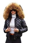 Roiii Women Winter Warm Down Jacket Thick Slim Flash Coat Down Outdoor Hood Parka Short Slim Jacket Black, Black Down Parka, XXL