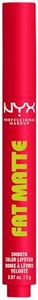 NYX Professional Makeup Fat Matte Lipstick, Smooth Creamy Color & Lip-Smoothing Finish, Click Stick with Raspberry Oil, Fuzzy Flame (Red)