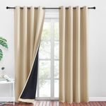 PONY DANCE Bedroom Blackout Curtains - Living Room Blackout Soundproof Curtains for Sliding Glass Door Window Treatment with Eyelet Top, 2 Pieces, W 52" x D 84", Biscotti Beige