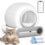 SUANPOT Self Cleaning Cat Litter Tray, Automatic Robot Box for Multiple Cats, Smart Self Cleaning with Safety Protection, APP Control, Deodorization and Sterilization, Matte White