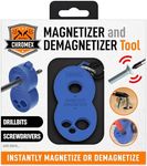 Magnetizer Demagnetizer Tool for Screwdrivers and Bits with Carabiner Hook for Keychains or Belt Loops (Blue)