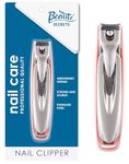 Beauté Secrets No Splash Nail Clipper, Large Fingernail Toenail Clipper Detachable Easy Clean Nail Cutter Trimmer with Nail Files for Men & Women, Pink
