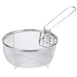 Stainless Steel Deep Fry Basket for Frying Serving Food, Multifunctional Fryer Basket with Detachable Handle Fryer for Pot Mini Fish Fry Fryer Strainer with Long Handle Cooking Tool (Round/9 Inch)