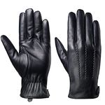 Men's Winter Gloves Sheepskin Leather Touchscreen Casual Gloves with Soft Warm Thermal Cashmere Lining Black,m