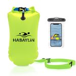 20L Swim Buoy, Swim Buoy with Storage for Kids and Adults, Waterproof Inflatable Dry Bag Swim Safety Float for Water Sports, Open Water Swimmers, Triathletes, Kayakers and Snorkelers, Yellow