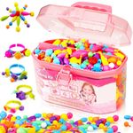 FunzBo 620+ Snap Pop Beads for Girls Toys - Kids Jewelry Making Kit Pop-Bead Art and Craft Kits DIY Bracelets Necklace Hairband and Rings Toy for Age 3 4 5 6 7 8 Year Old Girl