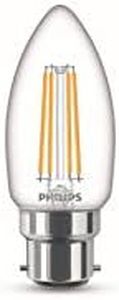 PHILIPS LED Premium Classic Clear Glass Candle Filament Light Bulb [B22 Bayonet Cap] Warm White 2700K, 4W Indoor Home Lighting, Pack of 6