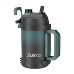 Zukro 1 Gallon Water Bottle Insulated, Leak Proof One Gallon Jug with Handle, No Sweat 128 oz Wide Mouth Stainless Steel Sport Jug with Straw Lid and Spout, Keep Cold 48 Hours, BPA Free - Cyan