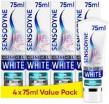 Sensodyne Toothpaste Clinical White, Teeth Whitening Toothpaste for Sensitive Teeth, Enamel Strengthening, Extra Fresh, Multipack 4 x 75ml