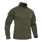 TACVASEN Camping T-Shirt Men Outdoor Army Shirt Long Sleeve Hiking TShirt Tee Top Jackets, Army Green, M
