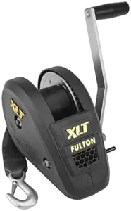 Fulton 142314 XLT Boat Trailer Winch with 20 Foot Winch Strap with Hook, 1,800 lbs. Capacity, Single-Speed Hand Crank Winch, Solid Drum Gear System