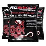 Roshield 900g Wax Block Bait for Rat & Mouse Killer Poison Control - Indoor, Outdoor All-Weather Rodent Bait Station Refill Packs (300g x 3 Packs)