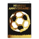 Afie 69-7022 Ball Football Birthday Card with Gilding + Envelope 12 x 17.5 cm White