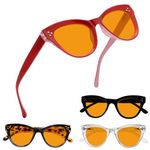 Eyekepper 4 Pack Oversized Blue Light Filter Glasses Women Cat Eye Computer Reading Glasses Orange Tinted +3.00