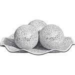 Whole HOUSEWARES | 11.5" Glass Mosaic Decorative Tray | Home Décor Centerpiece | Bowl with 3PCS 3.75" Mosaic Decorative Balls | Table Centerpieces for Dining Room (Silver)