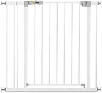 hauck Barriere de Securite Enfant Open N Stop KD avec Extension 9 cm (Largeur 84 à 89 cm), Sans Percage, Fermeture Facile, Ouverture Bilatèrale à 1 Main, Métal - Blanc