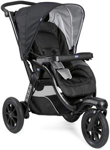 Chicco, Poussette Activ3 à 3 roues, fonctionnelle et facile à conduire sur tous les terrains, siège large, dossier inclinable, fermeture rapide et pratique, amortisseurs réglables, 0 mois plus, noir