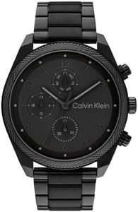 Calvin Klein Montre Analogique Multifunction à Quartz pour Homme Collection Impact avec Bracelet en Cuir Noir - 25200364