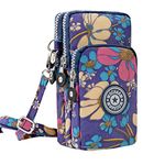 Best World 4 Yu Lightweight Nylon Crossbody Bag Cellphone Wallet for Women Girls Mini Shoulder Purse, Small Bag for Dog Walking with Long Strap(Purple Orchids)