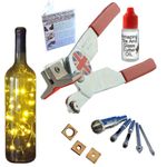 Glass Cutting Kit Glass Cutting Tool for Stained Glass Supplies Glass Bottle Drilling Kit for Glass Lamp Making Glass Drill Bits Hole Saw Set Guides Drill Holes for Lights for Bottles and Glass Blocks