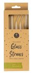 White Glass Straws with Cleaner, Pack of 4 - Reusable & Stylish Design, Perfect for Hot & Cold Drinks