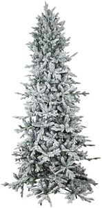 Sunnydaze Stately and Slim Artificial Christmas Tree - Unlit - Indoor Use Only - Includes Stand - Flocked Design - 8 ft