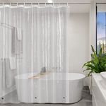 YISURE Extra Wide Shower Curtain Liner 240x200cm, PEVA Shower Curtain with Magnetic Bottom and Plastic Hooks, Width 94" x Height 79"