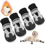 SlowTon Dog Boots, Winter Warm Dogs Shoes for Small Medium Large Breed, Waterproof Paw Protector Anti-Slip Rubber Booties for Walking Running Rain Snow Cold Weather（#7 Width 2.8"）